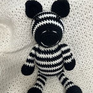 Handmade Crochet Zebra Black and White